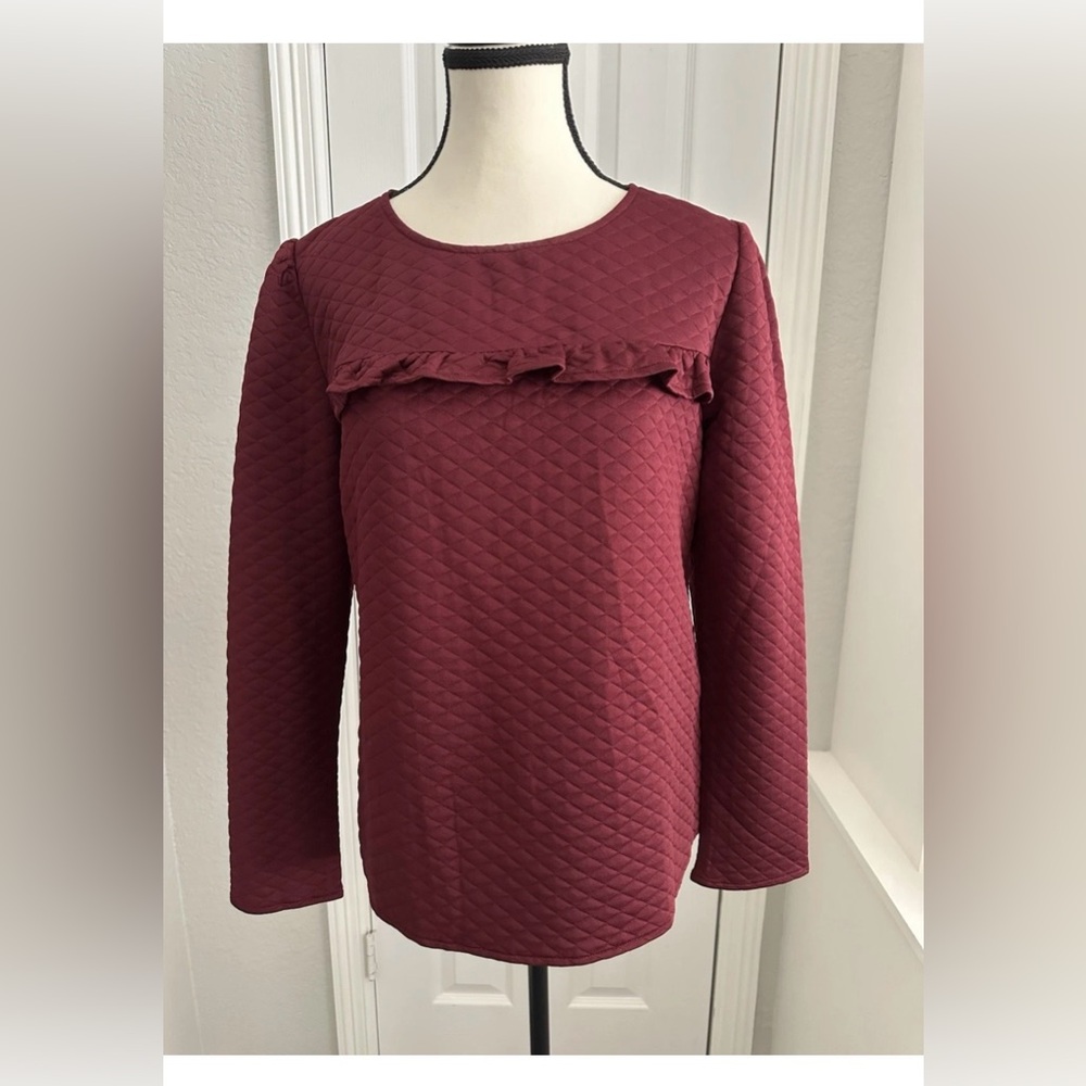 NWOT Love Kuza Maroon Textured Top Size Medium